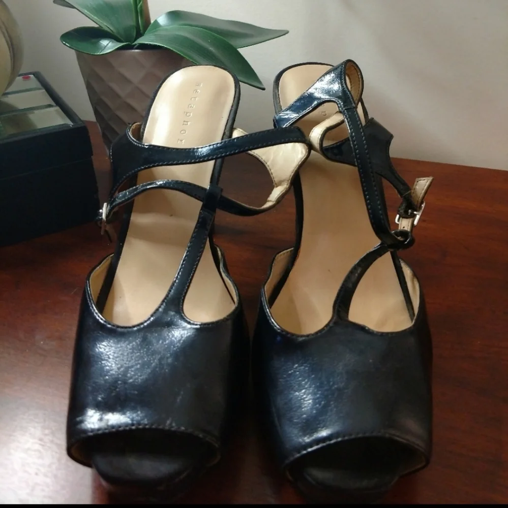 Metaphor Patent Leather Open Toe Heel Sz 9